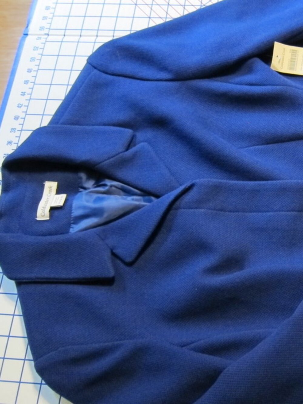 Coldwater Creek Pique Knit Royal Blue Lined Jacket with Hidden Button Placket